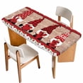 thumbnail image 1 of Valentine's Day Table Cloths for 3 Foot Rectangle Tables, Romantic Roses Love Heart Gnomes Wooden Patio Waterproof Elastic Fitted Tablecloths, Washable Rectangular Table Cover for Camping, 1 of 8