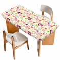 thumbnail image 1 of Valentine's Day Table Cloths for 4 Foot Rectangle Tables, Heart Love Modern Country Light Yellow Patio Waterproof Elastic Fitted Tablecloths, Washable Rectangular Table Cover for Camping, 1 of 8