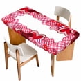 thumbnail image 1 of Valentine's Day Table Cloths for 4 Foot Rectangle Tables, Pink Buffalo Plaid Love Hearts Roses Patio Waterproof Elastic Fitted Tablecloths, Washable Rectangular Table Cover for Camping, 1 of 8