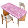 thumbnail image 1 of Valentine's Day Table Cloths for 4 Foot Rectangle Tables, Pink Love Rustic Retro Abstract Art Patio Waterproof Elastic Fitted Tablecloths, Washable Rectangular Table Cover for Camping, 1 of 8