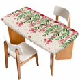 thumbnail image 1 of Valentine's Day Table Cloths for 4 Foot Rectangle Tables, Pink Red Roses Love Heart Eucalyptus Burlap Patio Waterproof Elastic Fitted Tablecloths, Washable Rectangular Table Cover for Camping, 1 of 8