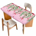 thumbnail image 1 of Valentine's Day Table Cloths for 4 Foot Rectangle Tables, Pink Red Roses Love Heart Eucalyptus Gradient Patio Waterproof Elastic Fitted Tablecloths, Washable Rectangular Table Cover for Camping, 1 of 8