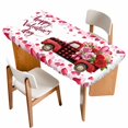 thumbnail image 1 of Valentine's Day Table Cloths for 4 Foot Rectangle Tables, Pink Roses Car Love Hearts Romantic Patio Waterproof Elastic Fitted Tablecloths, Washable Rectangular Table Cover for Camping, 1 of 8