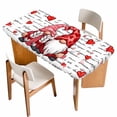 thumbnail image 1 of Valentine's Day Table Cloths for 4 Foot Rectangle Tables, Red Gnomes Love Letter Romantic Patio Waterproof Elastic Fitted Tablecloths, Washable Rectangular Table Cover for Camping, 1 of 8