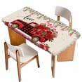 thumbnail image 1 of Valentine's Day Table Cloths for 4 Foot Rectangle Tables, Red Plaid Truck Love Roses Leaves Beige Patio Waterproof Elastic Fitted Tablecloths, Washable Rectangular Table Cover for Camping, 1 of 8