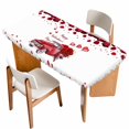 thumbnail image 1 of Valentine's Day Table Cloths for 4 Foot Rectangle Tables, Red Truck Roses Romantic Love Heart Sweet Patio Waterproof Elastic Fitted Tablecloths, Washable Rectangular Table Cover for Camping, 1 of 8