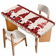 thumbnail image 1 of Valentine's Day Table Cloths for 4 Foot Rectangle Tables, Romantic Roses Love Heart Gnomes Rustic Patio Waterproof Elastic Fitted Tablecloths, Washable Rectangular Table Cover for Camping, 1 of 8