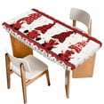 thumbnail image 1 of Valentine's Day Table Cloths for 4 Foot Rectangle Tables, Roses Love Heart Gnomes Romantic Patio Waterproof Elastic Fitted Tablecloths, Washable Rectangular Table Cover for Camping, 1 of 8