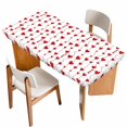 thumbnail image 1 of Valentine's Day Table Cloths for 4 Foot Rectangle Tables, Sweet Love Heart Lines Romantic Red Patio Waterproof Elastic Fitted Tablecloths, Washable Rectangular Table Cover for Camping, 1 of 8