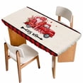 thumbnail image 1 of Valentine's Day Table Cloths for 5 Foot Rectangle Tables, Love Truck Balloons Red Plaid Beige Patio Waterproof Elastic Fitted Tablecloths, Washable Rectangular Table Cover for Camping, 1 of 8