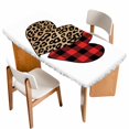 thumbnail image 1 of Valentine's Day Table Cloths for 5 Foot Rectangle Tables, Loves Red Plaid Leopard Romantic Patio Waterproof Elastic Fitted Tablecloths, Washable Rectangular Table Cover for Camping, 1 of 8