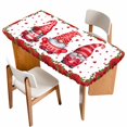 thumbnail image 1 of Valentine's Day Table Cloths for 5 Foot Rectangle Tables, Red Gnomes Roses Flowers Love Romance Patio Waterproof Elastic Fitted Tablecloths, Washable Rectangular Table Cover for Camping, 1 of 8