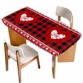 thumbnail image 1 of Valentine's Day Table Cloths for 5 Foot Rectangle Tables, Red Love Heart Roses Romantic Modern Art Patio Waterproof Elastic Fitted Tablecloths, Washable Rectangular Table Cover for Camping, 1 of 8