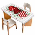 thumbnail image 1 of Valentine's Day Table Cloths for 5 Foot Rectangle Tables, Red Striped Love Eucalyptus Grey Plaid Patio Waterproof Elastic Fitted Tablecloths, Washable Rectangular Table Cover for Camping, 1 of 8