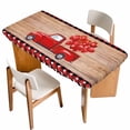 thumbnail image 1 of Valentine's Day Table Cloths for 5 Foot Rectangle Tables, Romantic Red Truck Love Wood Plaid Brown Patio Waterproof Elastic Fitted Tablecloths, Washable Rectangular Table Cover for Camping, 1 of 8