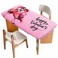 thumbnail image 1 of Valentine's Day Table Cloths for 6 Foot Rectangle Tables, Flamingos Roses Love Romance Ombre Pink Patio Waterproof Elastic Fitted Tablecloths, Washable Rectangular Table Cover for Camping, 1 of 8