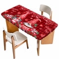 thumbnail image 1 of Valentine's Day Table Cloths for 6 Foot Rectangle Tables, Gnomes Romantic Roses Red Plaid Patio Waterproof Elastic Fitted Tablecloths, Washable Rectangular Table Cover for Camping, 1 of 8