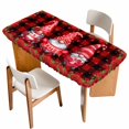 thumbnail image 1 of Valentine's Day Table Cloths for 6 Foot Rectangle Tables, Gnomes Roses Love Red Plaid Romance Patio Waterproof Elastic Fitted Tablecloths, Washable Rectangular Table Cover for Camping, 1 of 8