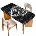thumbnail image 1 of Valentine's Day Table Cloths for 6 Foot Rectangle Tables, Love Branches Vintage Wood Grain Black Patio Waterproof Elastic Fitted Tablecloths, Washable Rectangular Table Cover for Camping, 1 of 8