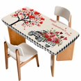thumbnail image 1 of Valentine's Day Table Cloths for 6 Foot Rectangle Tables, Love Heart Roses Black White Plaid Romantic Rustic Patio Waterproof Elastic Fitted Tablecloths, Washable Rectangular Table Cover for Camping, 1 of 8