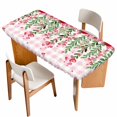 thumbnail image 1 of Valentine's Day Table Cloths for 6 Foot Rectangle Tables, Pink Red Roses Love Heart Eucalyptus Plaid Patio Waterproof Elastic Fitted Tablecloths, Washable Rectangular Table Cover for Camping, 1 of 8