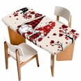 thumbnail image 1 of Valentine's Day Table Cloths for 6 Foot Rectangle Tables, Red Gnomes Love Balloon Birds Trees Patio Waterproof Elastic Fitted Tablecloths, Washable Rectangular Table Cover for Camping, 1 of 8