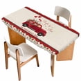 thumbnail image 1 of Valentine's Day Table Cloths for 6 Foot Rectangle Tables, Red Truck Love Heart Roses Romantic Rustic Patio Waterproof Elastic Fitted Tablecloths, Washable Rectangular Table Cover for Camping, 1 of 8