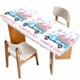 thumbnail image 1 of Valentine's Day Table Cloths for 8 Foot Rectangle Tables, Blue Truck Loads of Love Romantic Patio Waterproof Elastic Fitted Tablecloths, Washable Rectangular Table Cover for Camping, 1 of 8