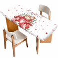 thumbnail image 1 of Valentine's Day Table Cloths for 8 Foot Rectangle Tables, Eucalyptus Leaves Coffee Gifts Patio Waterproof Elastic Fitted Tablecloths, Washable Rectangular Table Cover for Camping, 1 of 8