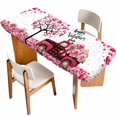 thumbnail image 1 of Valentine's Day Table Cloths for 8 Foot Rectangle Tables, Love Tree Branch Truck Roses Romantic Patio Waterproof Elastic Fitted Tablecloths, Washable Rectangular Table Cover for Camping, 1 of 8