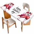 thumbnail image 1 of Valentine's Day Table Cloths for 8 Foot Rectangle Tables, Red Flamingos Roses Love Romance White Patio Waterproof Elastic Fitted Tablecloths, Washable Rectangular Table Cover for Camping, 1 of 8