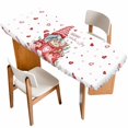 thumbnail image 1 of Valentine's Day Table Cloths for 8 Foot Rectangle Tables, Red Gnomes Hot Love Heart Rose Patio Waterproof Elastic Fitted Tablecloths, Washable Rectangular Table Cover for Camping, 1 of 8