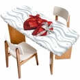 thumbnail image 1 of Valentine's Day Table Cloths for 8 Foot Rectangle Tables, Red Love Gift Box Abstract Dots Stripes Patio Waterproof Elastic Fitted Tablecloths, Washable Rectangular Table Cover for Camping, 1 of 8