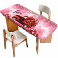 thumbnail image 1 of Valentine's Day Table Cloths for 8 Foot Rectangle Tables, Red Plaid Truck Love Roses Leaves Pink Patio Waterproof Elastic Fitted Tablecloths, Washable Rectangular Table Cover for Camping, 1 of 8