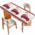 thumbnail image 1 of Valentine's Day Table Cloths for 8 Foot Rectangle Tables, Red Truck Love Heart Roses Romantic Floral Patio Waterproof Elastic Fitted Tablecloths, Washable Rectangular Table Cover for Camping, 1 of 8