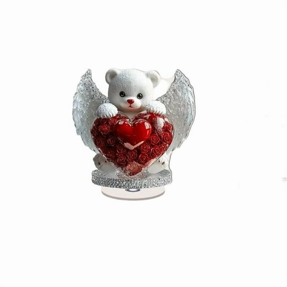 Valentine's Day Table Decorations Red Valentines Table Centerpiece 2D Romantic Heart Shaped Bear with Rotating Base Valentine's Day Tabletop Decor for Home Kitchen Tiered Tray Decor Party Favor