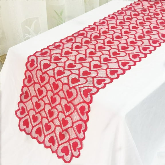 Valentine's Day Table Flag Decoration Red Knitted Love Table Runner for Wedding Party,Washable Fabric Table Runners for Dining Table Coffee Table Living Room Home Decor