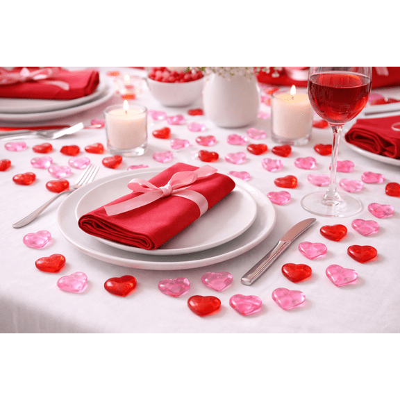 Valentines Day Table Heart Scatter Decor, Red & Pink, 100-Piece (2-Pack)