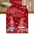 thumbnail image 1 of Valentine's Day Table Runner - 108 Inch Long Gnomes Romantic Roses Red Plaid Cotton and Linen Blended Dress Scarves Farmhouse Table Runner for Kitchen Dining, Coffee Table, 13" x 108", 1 of 8