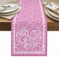 thumbnail image 1 of Valentine's Day Table Runner - 108 Inch Long, Kitchen Dining Table Runner Dresser Scarves, Pink Love Rustic Retro Abstract Art Farmhouse Decor for Coffee Tables Wedding Party Banquet, 1 of 8
