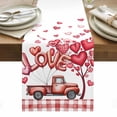 thumbnail image 1 of Valentine's Day Table Runner - 108 Inch Long, Kitchen Dining Table Runner Dresser Scarves, Red Love Balloons Trees Truck Pink Plaid Farmhouse Decor for Coffee Tables Wedding Party Banquet, 1 of 8
