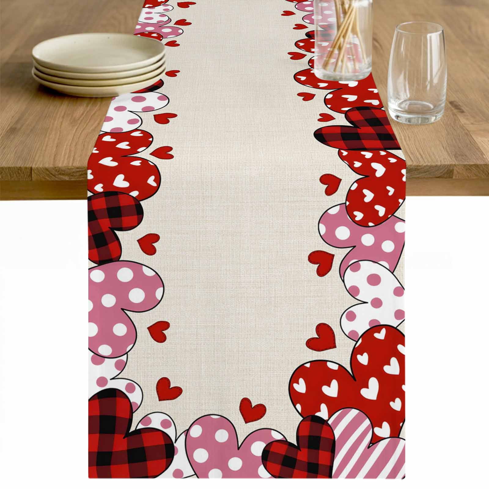 Valentine's Day Table Runner - 108 Inch Long Pink Red Sweet Heart Love ...