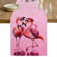 thumbnail image 1 of Valentine's Day Table Runner - 120 Inch Long Flamingos Roses Love Romance Ombre Pink Cotton and Linen Blended Dress Scarves Farmhouse Table Runner for Kitchen Dining, Coffee Table, 13" x 120", 1 of 8