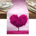 thumbnail image 1 of Valentine's Day Table Runner - 120 Inch Long, Kitchen Dining Table Runner Dresser Scarves, Pink Love Heart Trees Spring Romance Farmhouse Decor for Coffee Tables Wedding Party Banquet, 1 of 8