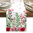 thumbnail image 1 of Valentine's Day Table Runner - 120 Inch Long, Kitchen Dining Table Runner Dresser Scarves, Pink Red Roses Love Heart Eucalyptus Leaves Farmhouse Decor for Coffee Tables Wedding Party Banquet, 1 of 8