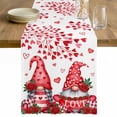 thumbnail image 1 of Valentine's Day Table Runner - 120 Inch Long Red Gnomes Love Roses Romantic White Cotton and Linen Blended Dress Scarves Farmhouse Table Runner for Kitchen Dining, Coffee Table, 13" x 120", 1 of 8