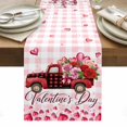 thumbnail image 1 of Valentine's Day Table Runner - 36 Inch Long, Kitchen Dining Table Runner Dresser Scarves, Roses Car Love Hearts Romantic Pink Plaid Farmhouse Decor for Coffee Tables Wedding Party Banquet, 1 of 8