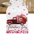 thumbnail image 1 of Valentine's Day Table Runner 36 Inches Long Farmhouse Dress Scarves, Pink Roses Car Love Hearts Romantic Dining Tablerunner for Coffee Table/Kitchen Island/Party Décor, Small 13" x 36", 1 of 8