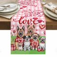 thumbnail image 1 of Valentine's Day Table Runner - 48 Inch Long, Kitchen Dining Table Runner Dresser Scarves, Funny Dogs Love Roses Spring Pink Plaid Farmhouse Decor for Coffee Tables Wedding Party Banquet, 1 of 8