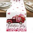 thumbnail image 1 of Valentine's Day Table Runner - 48 Inch Long, Kitchen Dining Table Runner Dresser Scarves, Pink Roses Car Love Hearts Romantic Farmhouse Decor for Coffee Tables Wedding Party Banquet, 1 of 8